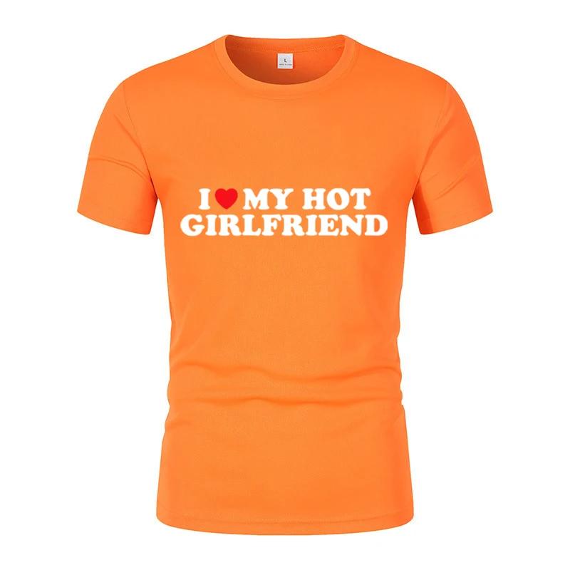 I Love My Hot Boyfriend Short-Sleeved T-Shirt Summer New Couple Funny Pattern Printed Casual Short-Sleeved T-Shirt Street Tops