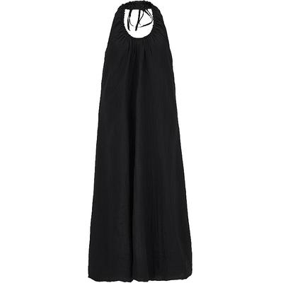 Women's 2025 Spring Elegant Backless Halter U-Neck Solid Long Dress