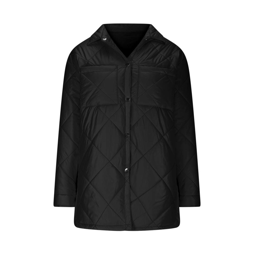 Women's Loose Casual Solid Color Medium Long Diamond Down Cotton Jacket, Bread Jacket