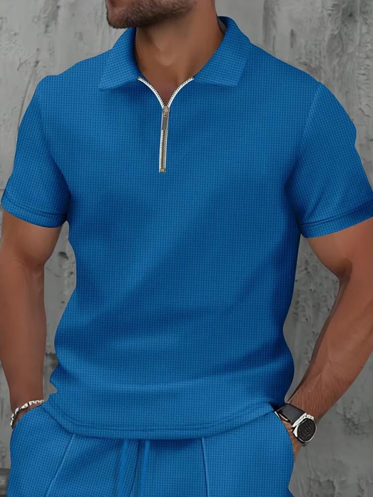 Summer Men Sports Polo Short Sleeve Zipper Polo Shirt Men Casual