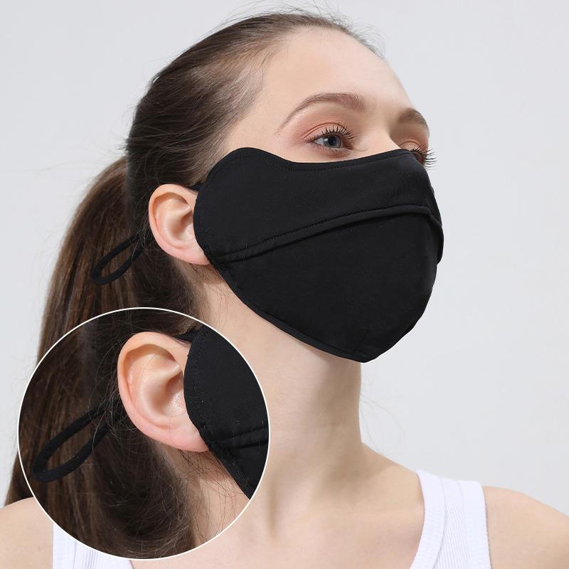 Sun Protection Women Face Mask Ice Silk Cooling Cycling Driving Breathable Nose Opening Ladies Summer Reusable Ear Loops Mask