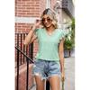 2026 Summer New Women's V-neck T-shirt with Hollow Out Short Sleeves Casual Top