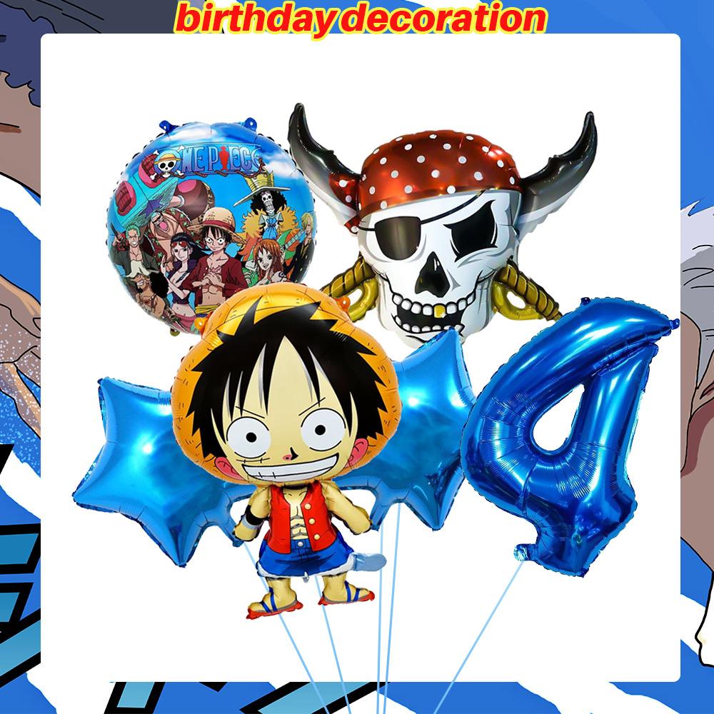Dekoracje Urodzinowe One Piece Balon Luffy Zoro Jednorazowe Talerzyki Imprezowe Baner Dekoracja Tortu Torebki na Prezenty Chłopcy Akcesoria na Baby Shower