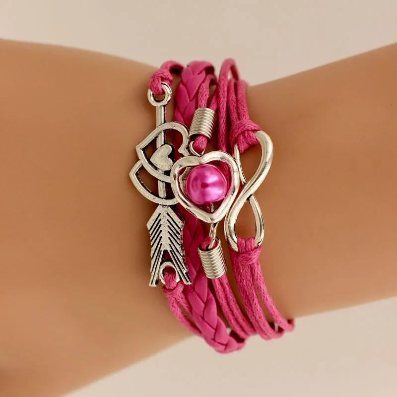 SUMENG Brand Leather Bracelets For Women Wrap Infinity Love Heart Pearl Friendship Antique Charm Bracelet Pulseira 2024