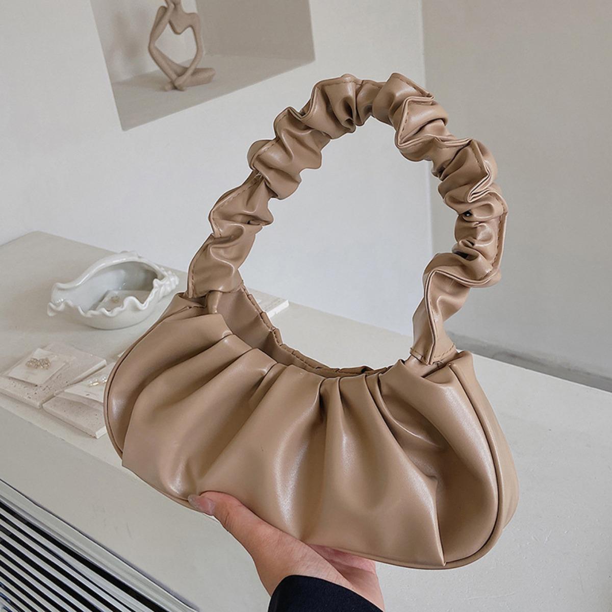 

Корейская версия женской сумки однотонная облачная плиссированная сумка простая женская сумка подмышку милая сумка через плечо хаки