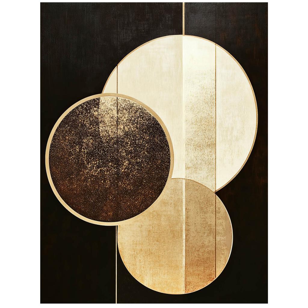 Abstract Poster With Three Wheels Abstract Poster With Three Wheels, 50X70 Cm, Dark Brown Wooden Frame, 230 Gsm Matte Paper