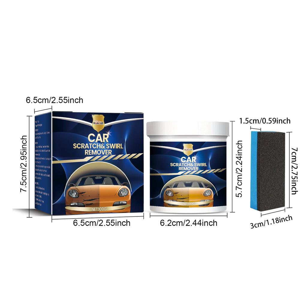 Homonth Car Wax Scratch Swirl Remover Solvent Car Polish Car Polish Solvent 100g Car Wax With Sponge For Repair Paint Scratches