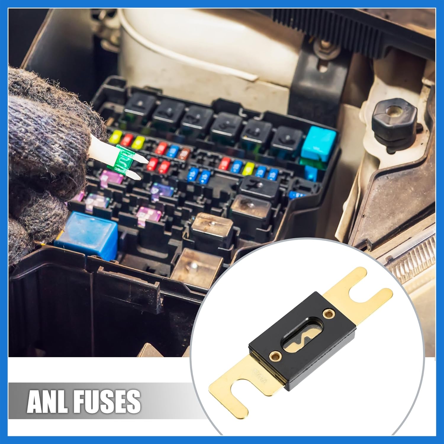 6pcs 275A Gold Tone Plated ANL Fuse Universal Fit for Inverters Car Vehicle Truck Audio Auto Accessories