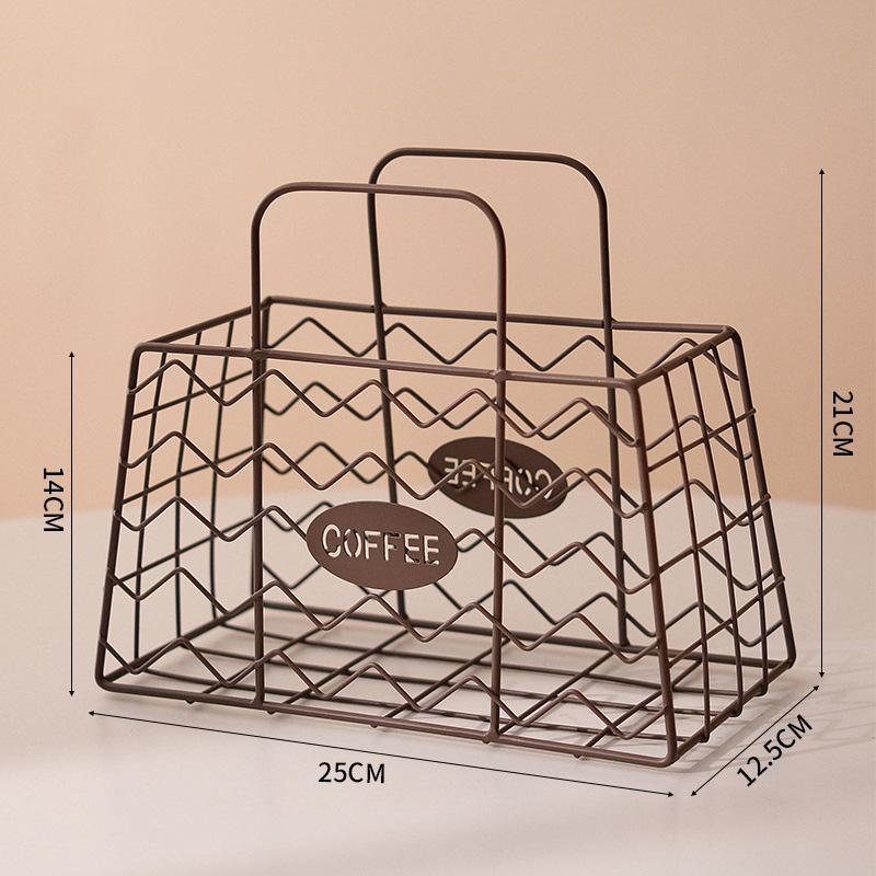 

Coffee Pod Basket Coffee Bar Accessories Creamer Holder Iron Espresso Capsule Holder for Hotel Counter Living Room Coffee Bar коричневий