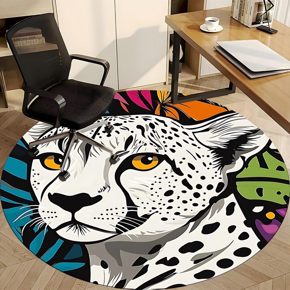 1 Stück Gepard Safari Büro Runder Teppich, Unter Bürostühlen Schlafzimmer Wohnzimmer Heimdekoration, Raumdeko, In Verschiedenen Größen Erhältlich