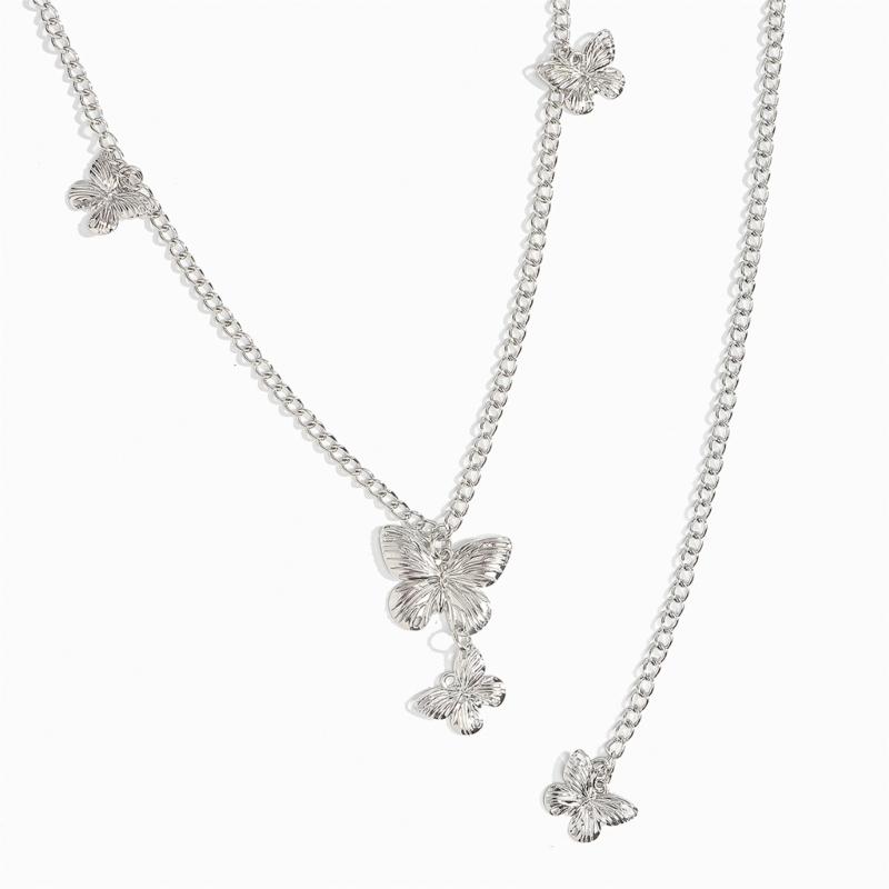 Elegant Butterfly Fringe Pendant Waist Belt Adjustable Metal Chain For Women Fashion Accessory