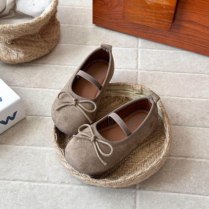 Girls Flat Shoes With Bow Detail Soft Sole PU Leather Slip-on Ages 4-12