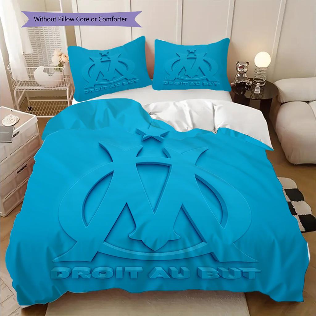 House Marseille Right Goal Three-piece Set (1 * Duvet Cover + 2 * Pillowcase, Without Core) 2D Flat Soft and Comfortable Duvet Cover and Pillowcase
