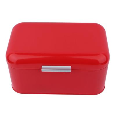 Contenitore per il pane in metallo retrò a tinta unita, grande capacità, contenitore per la conservazione da cucina (Rosso)