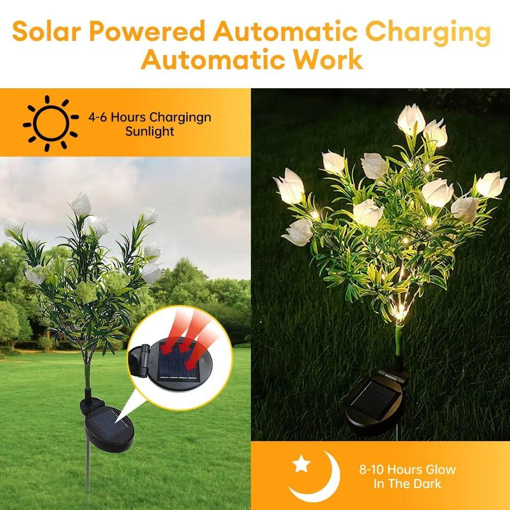 Realistic Solar Artificial Flower Light Gardenia Flower Waterproof Landscape Lamp Landscape Decor