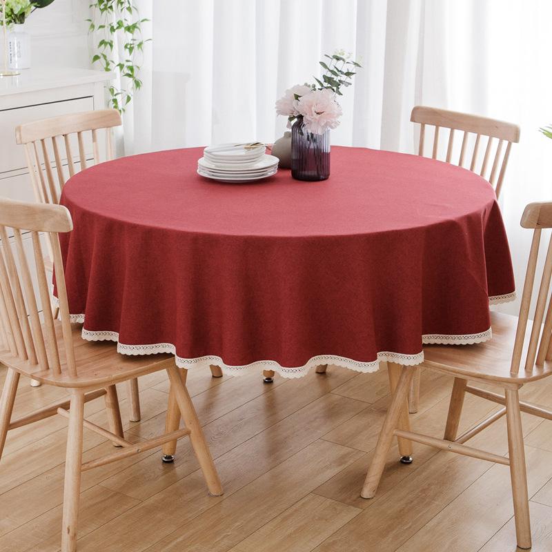 Round Waterproof & Oil-Proof Tablecloth - Solid Color, Premium Quality, Wash-Free Dining Table Cover