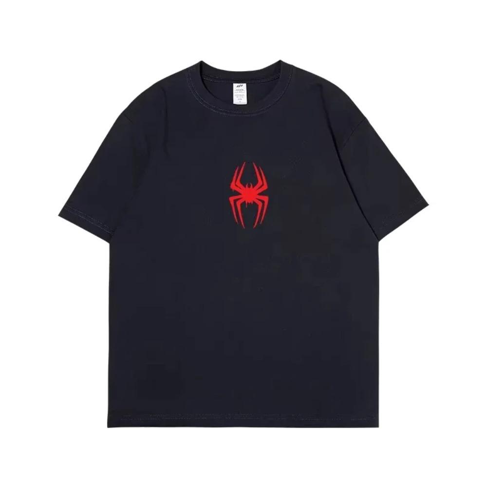 T-Shirt For Men's Women's Anime Loose Short Sleeve 100% Cotton Tops 2024 Summer European American Spider Man Crossover Universe
