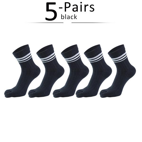 5 Pairs Man Short Five Finger Socks Pure Cotton Solid Business Striped Standard Breathable Socks With Separate Toes  Sell