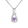 Birthstone Accent Infinity Heart Necklace Zircon Inlay Fashion Necklace  Birthday Anniversary Gift