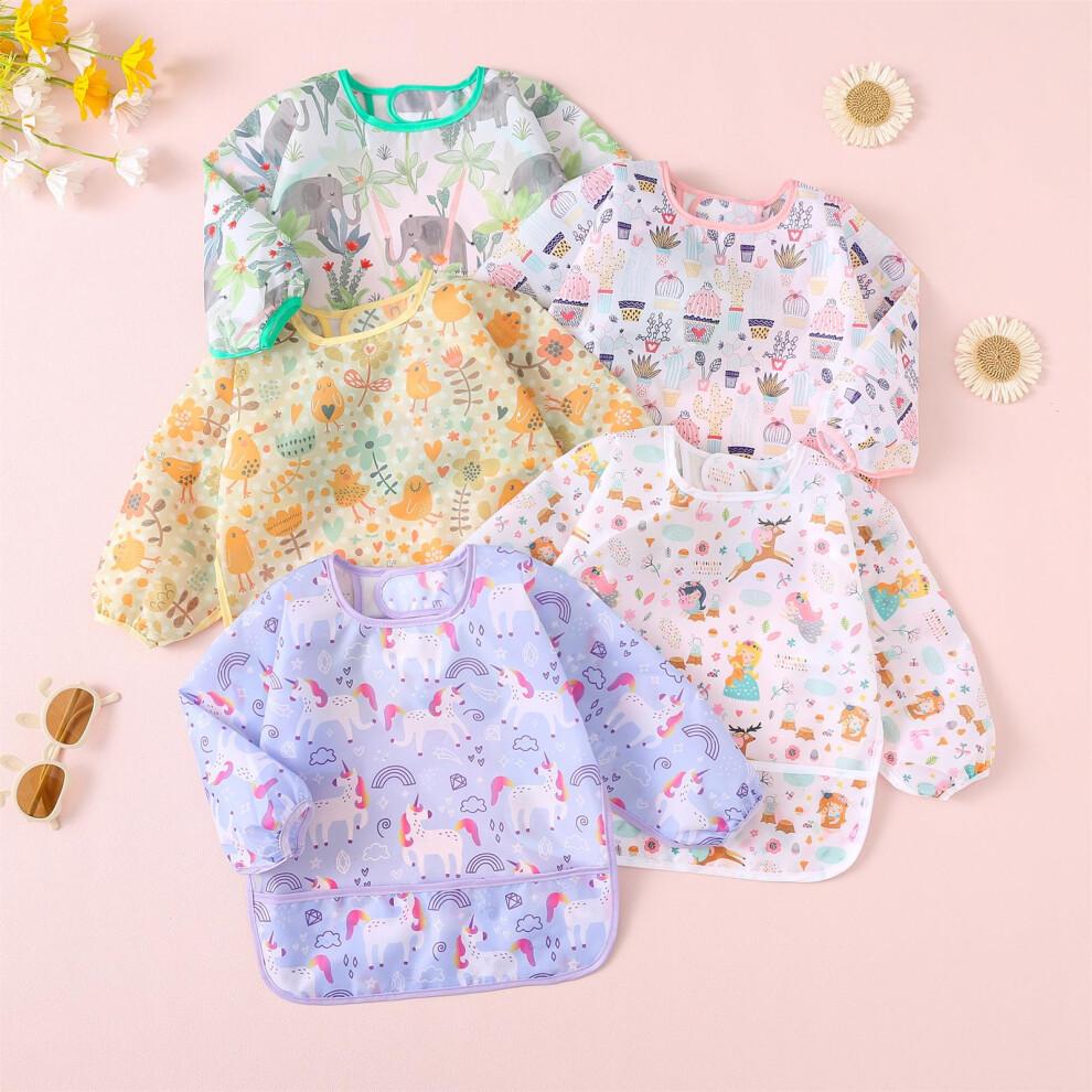 Yunguui Long Sleeve Baby Bib, Lightweight Waterproof Sleeved Bib Smock for Baby Toddler 3-30 Months