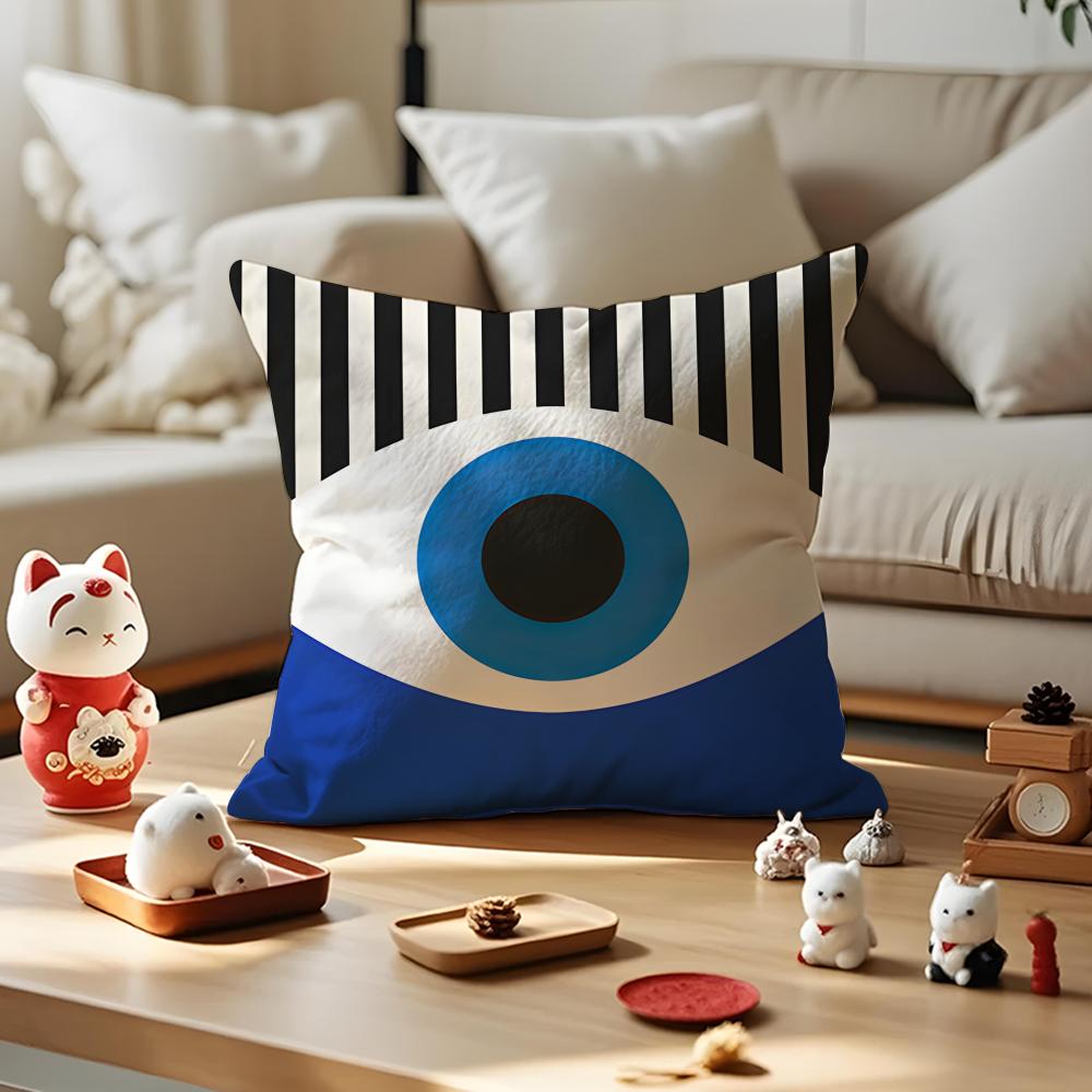 Blue Bauhaus Cushion Cover Silky Short Plush Invisible Zipper Dustproof Sofa Pillow Case for Home Decor