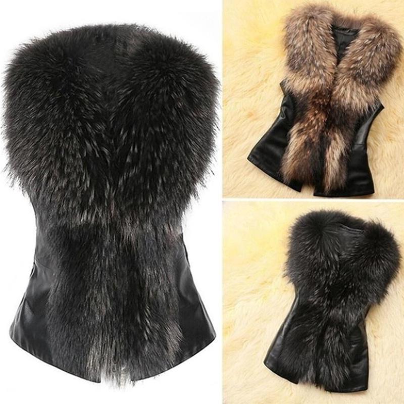 Women's Winter Style Imitation Fur Short Cardigan Collar Vest Coat
