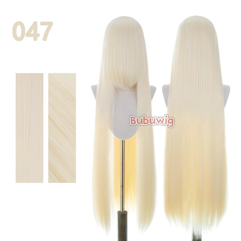 Bubuwig Synthetic Hair 100cm Long Straight Pure Color Cosplay Wigs Over 100 Colors Black White Red Blue Brown Wig Heat Resistant