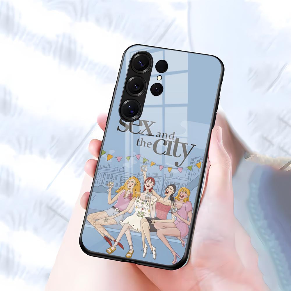 S-Sex And The City TV Phone Case For Samsung S26 S25 S24 FE S23 S22 S21 Plus S20 Ultra Note20Ultra Black Glass Cover