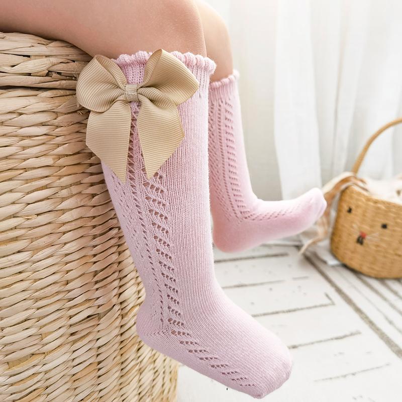 Baby Girls Socks Toddler Spanish Style Bow Cotton Mesh Breathable Newborn Infant Socks 0-5 Years