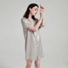 Butterfly Embroidery 19 Mmi Silk Nightdress Women's Summer 100% Mulberry Silk Collarless Shirt Dress Home Loose Pajamas