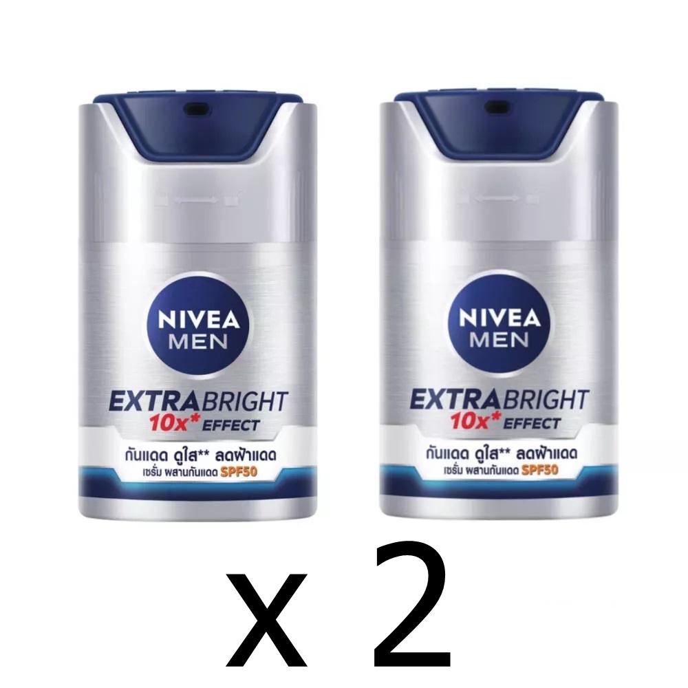 

2 x 50 мл Nivea Men Extra Bright Serum SPF50 PA+++ 50ml x 2 Pack сірий