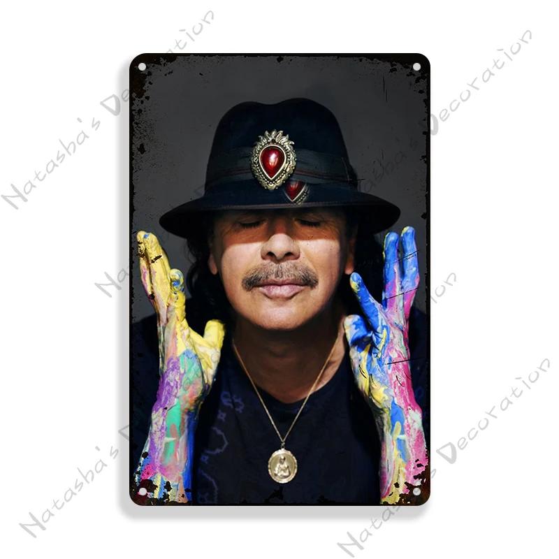 Santana Poster Dekorative Platte Rockmusik Metallposter Garage Club Metall Blechschild Metallplakette Wandplatte Man Cave Wanddeko