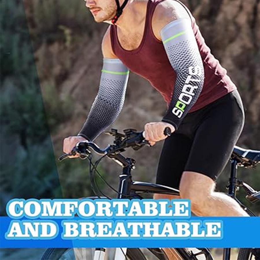 UV Protection Arm Sleeves - Ice Silk Cooling Sports Sleeves, Anti-Slip & Sunscreen for Men Women, Outdoor Cycling Running