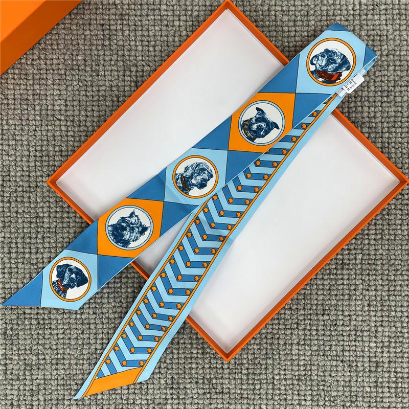 POBING Satteldruck 18m/m Twill Seidenschals Damen Luxusmarke Schal Taschenbänder Krawatte Kopftuch Kleiner Langer Schmaler Schal 86*5CM