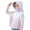 [Kuhvvse] Sun Protection Hoodie Kids UV Cut Cool Touch Quick-Dry Rash Guard Girls Boys UPF50+ Long Sleeve Hood with Hair Hole Stand Collar