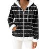 Cardigan cu glugă din fleece cu fermoar cu mâneci lungi pentru femei, modă casual