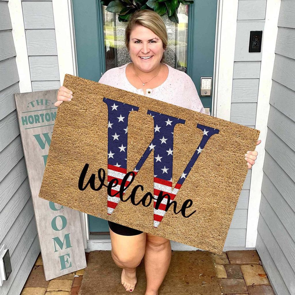 Fußmatte zum Unabhängigkeitstag, Eingangsteppich, Willkommen, Unabhängigkeitstag, Fußmatte, flecken- und lichtbeständig, Dekor, Willkommensmatte für den Außenbereich, dekorativ für Zuhause und drinnen