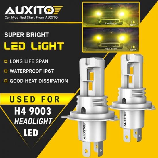 2-4X H4 9003 LED Headlight Bulbs Hi Low Beam Conversion Kit Canbus Yellow