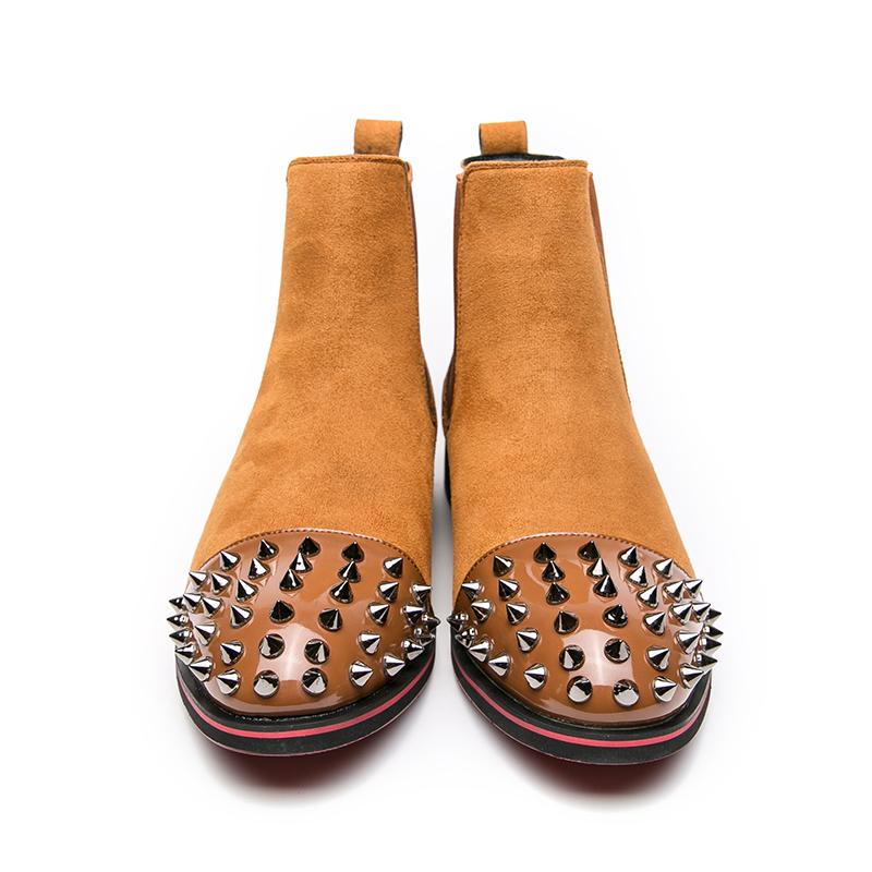 Men Suede Rivet Chelsea Boots Rockstud Shoes Dress Punk Shoes Party Nightclub Blazers Saddle Shoes Plus Size