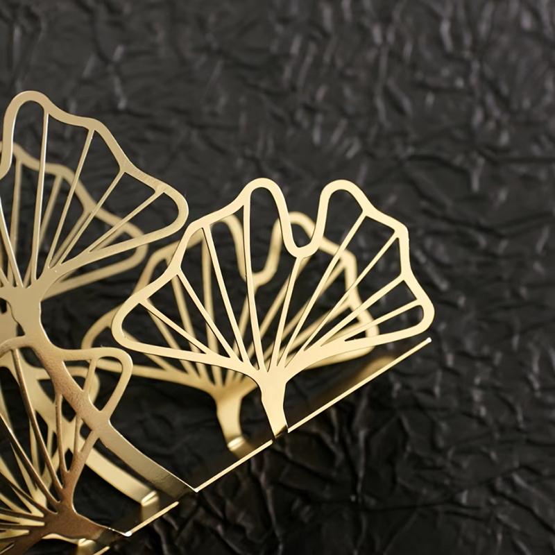1ks Kovový držák na ubrousky ve tvaru listu ginkgo, držák na kapesníčky pro restauraci, hotel, kavárnu, jídelní stůl, vertikální čtvercový držák na papírové ručníky s podstavou
