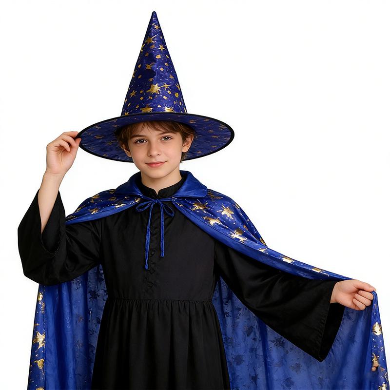 Gold Stamped Pumpkin Halloween Cape for Kids & Adults