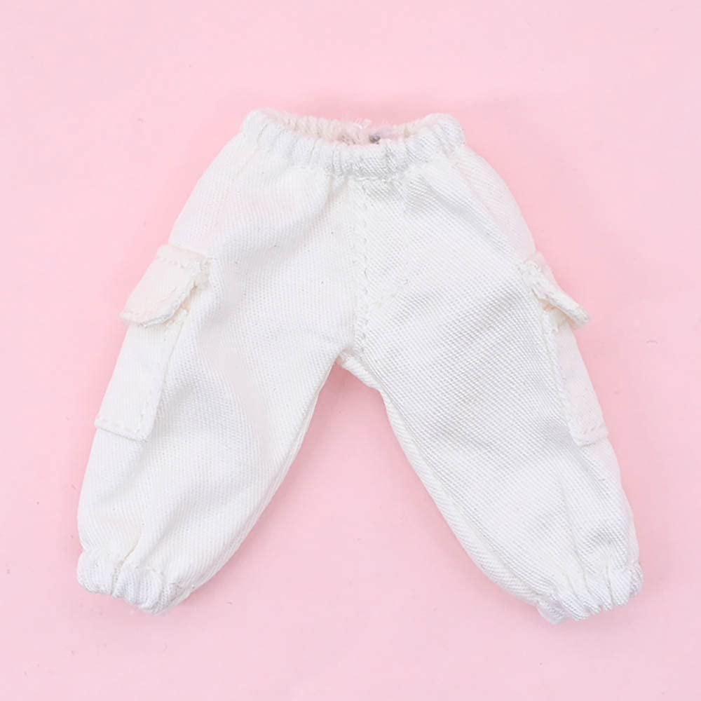 niannyyhouse OB11 Size Obitsu Doll 11cm Body Pants Plain Doll BJD Doll Clothes T-Shirt + 2-Piece Set, T-Shirt, Clothes, Overalls, 1/12 (Black + White)