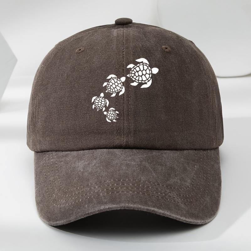 Fun cartoon turtle print baseball cap for outdoor men's leisure sports, moisture wicking duckbill cap, retro sun hat