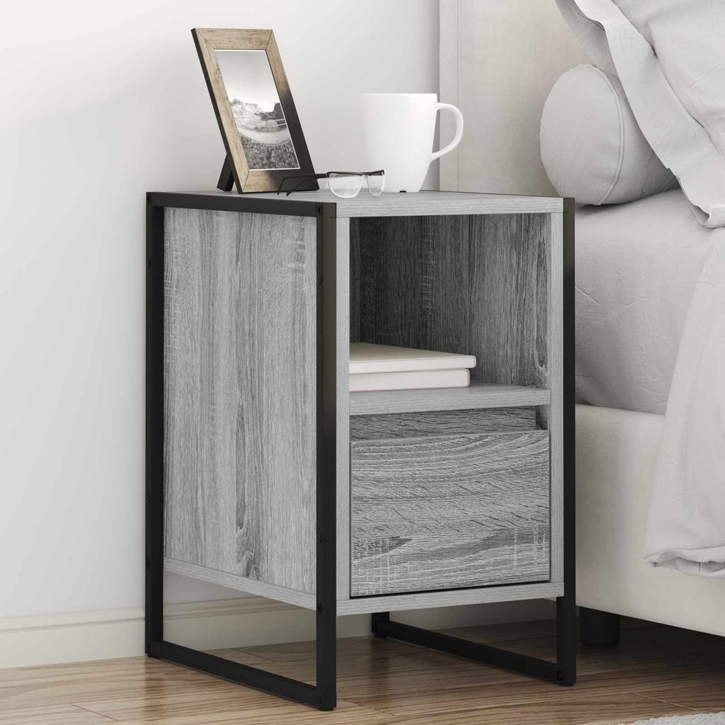 Nightstand Sonoma Grey 39.5 x 30 x 50 cm Engineered Wood