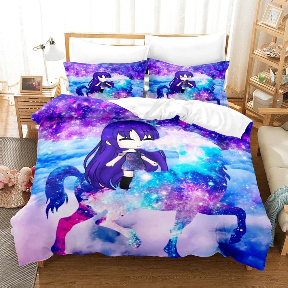 3D Anime The Gacha Girl Ložní soupravy Sada povlaku na přikrývku s povlakem na polštář Dvojlůžko Plná Velikost Queen King Ložní prádlo Domácí textil