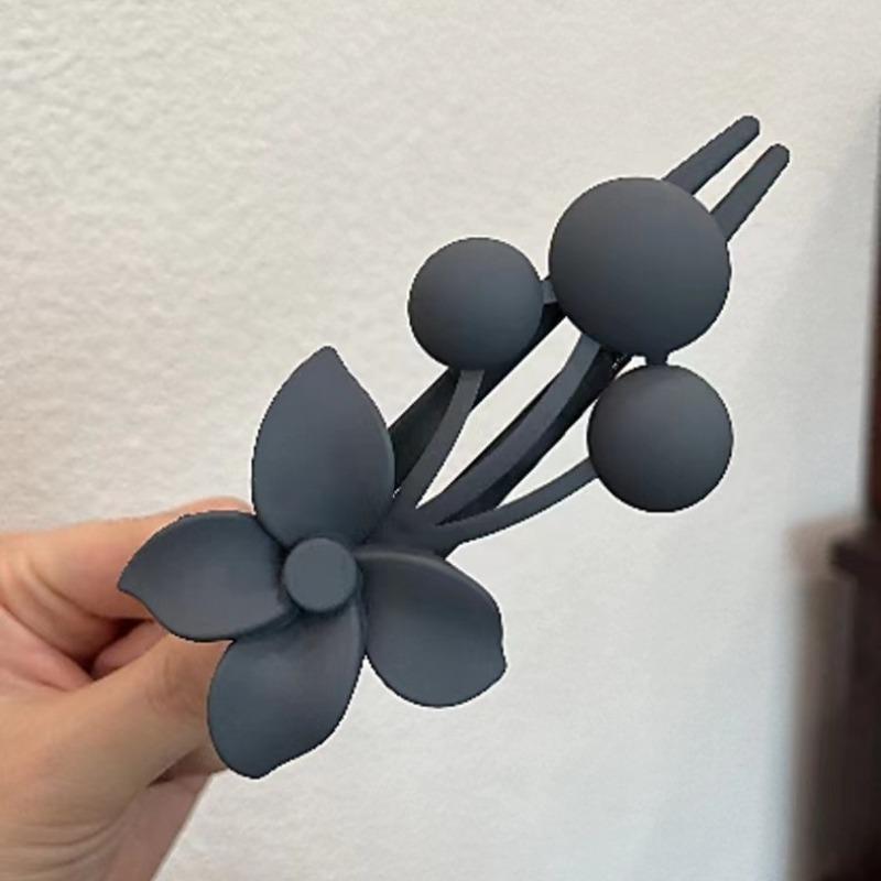 Flower Fruit Hairpin, Women's High-end Hairstyle Accessory, Ponytail Clip, Duckbill Clip, Fashionable Anti-static Hairpin