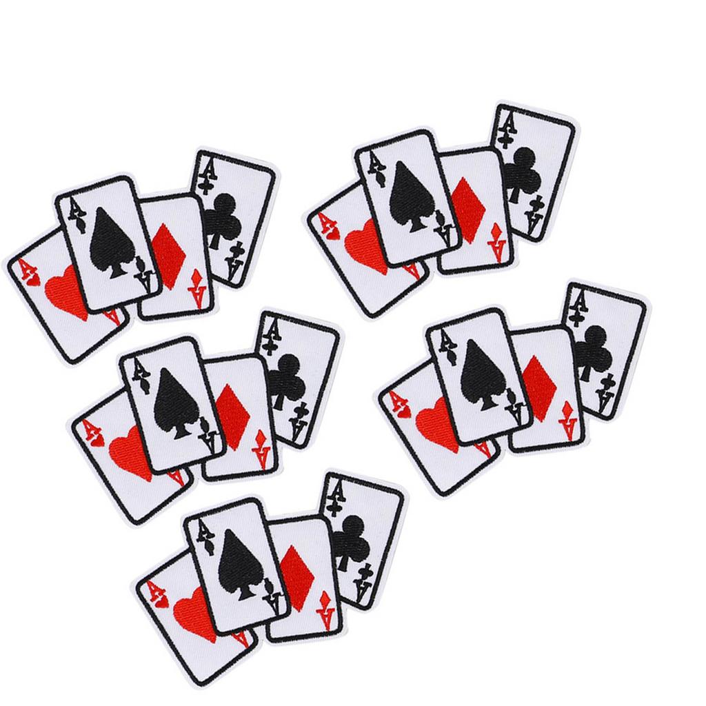 5pcs Poker Ace Clothes Patch Iron On Playing Card Applique DIY T Shirt Fabric Sticker