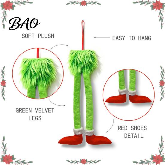 Funny Christmas Car Ornaments Elf Legs Hanging Ornament, Tree Decor with Soft Seasonal Interior Embellishments Plush, Red Green Holiday Pendant
