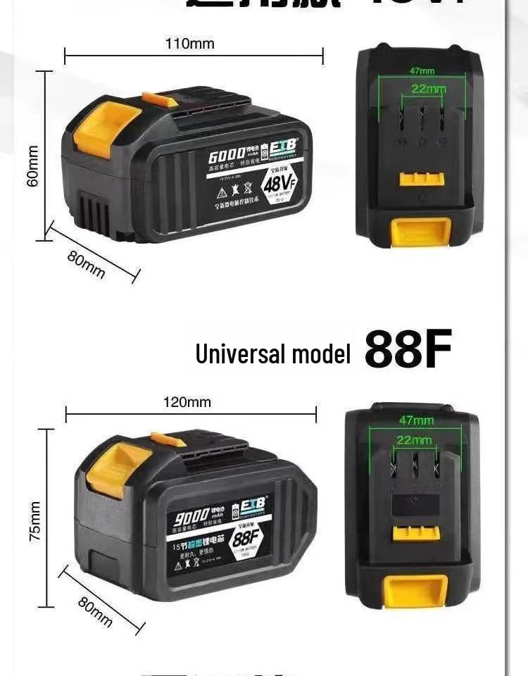 Dayi 48V/88V/128V Electric Wrench with Lithium Battery - Includes Angle Grinder, Impact Wrench, Chainsaw, Rechargeable Battery
