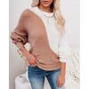2021 Autumn and Winter European and American Bat Sleeves New Color Matching Round Neck Sweater Pullover Ladies Sweater Women
